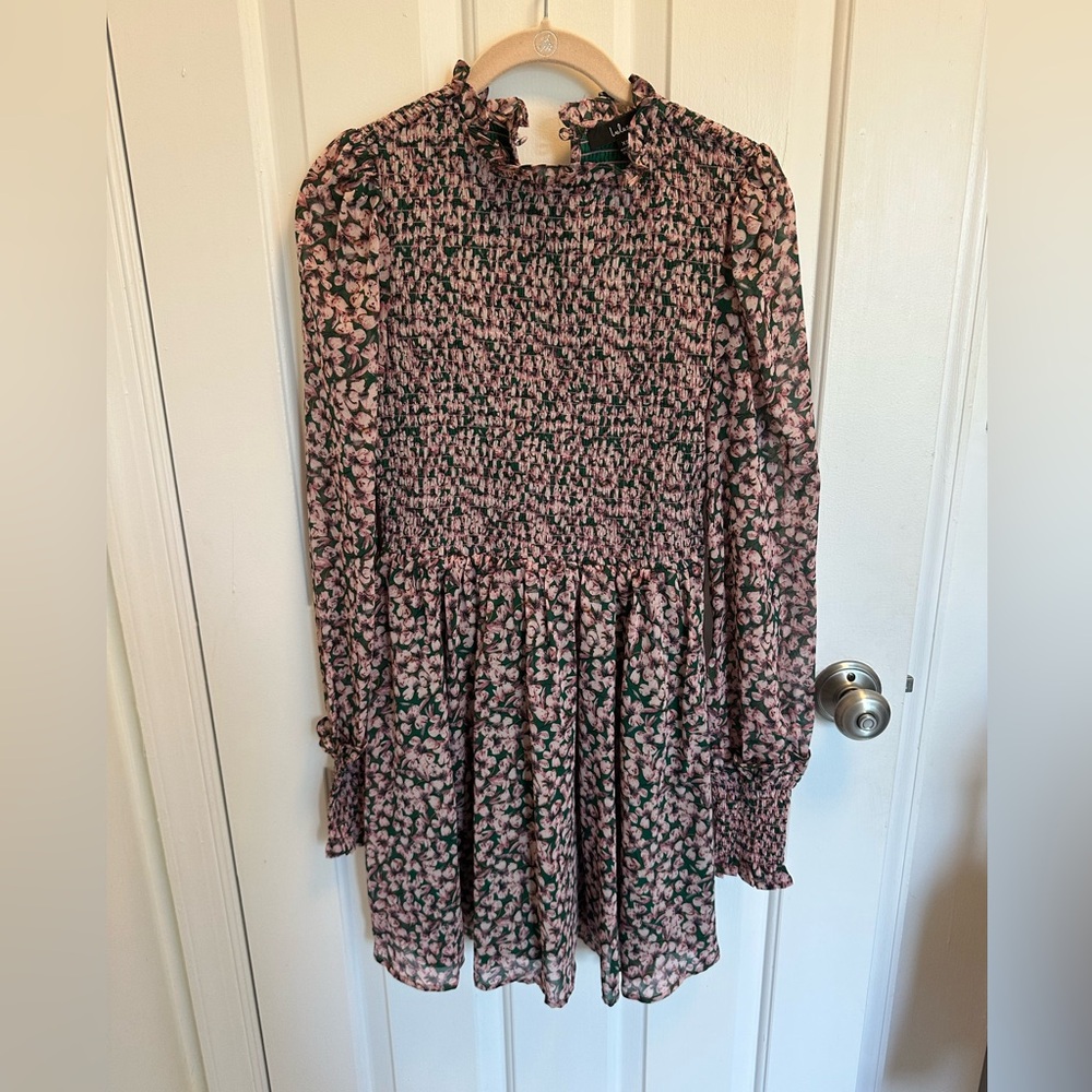 Lulu’s Dress Green and Pink Long sleeve